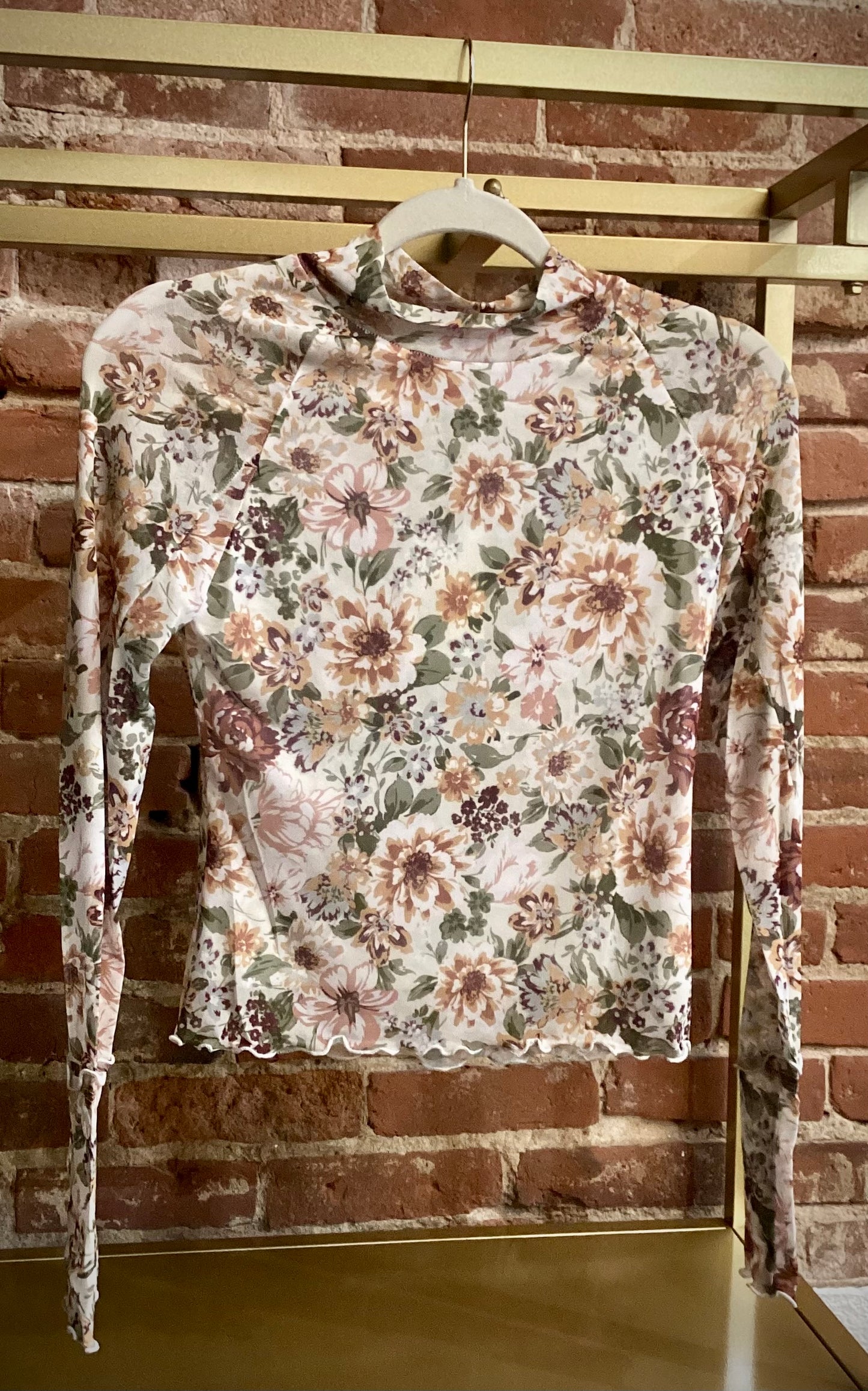 Cream Mesh Floral Top