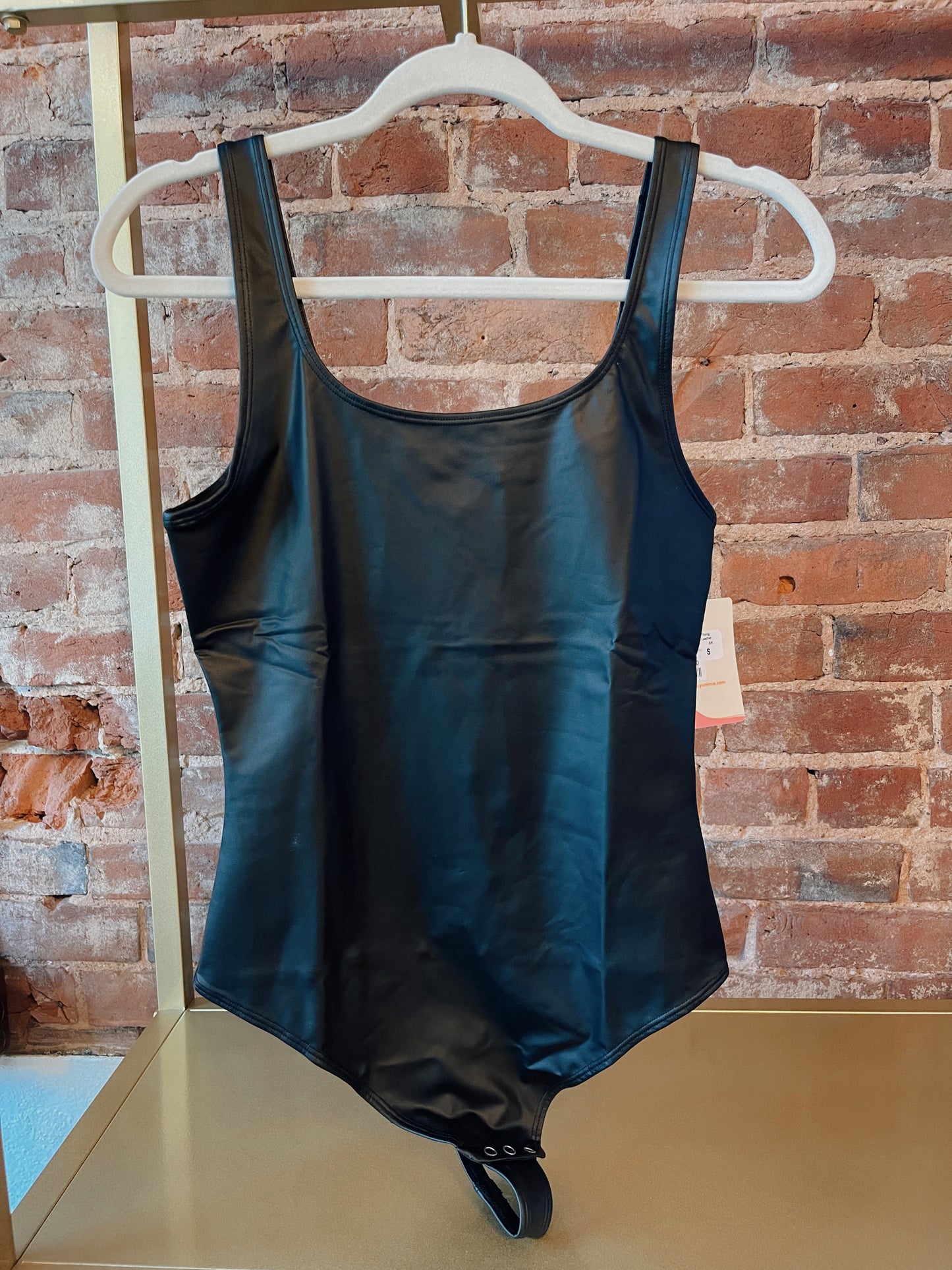 Yummie black leather bodysuit