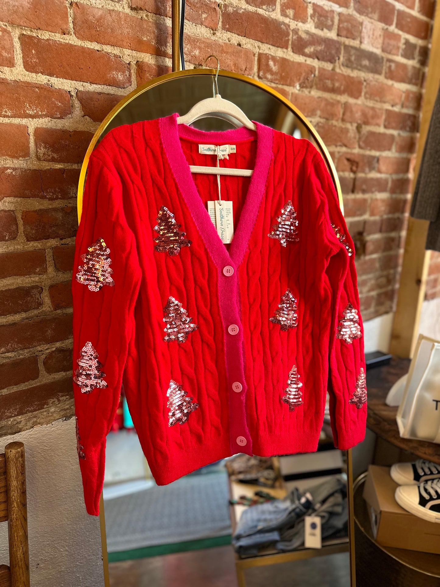 Tree Button Up Sweater