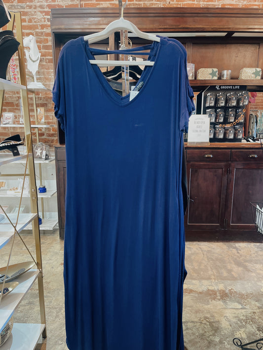 Shop basic blue dress