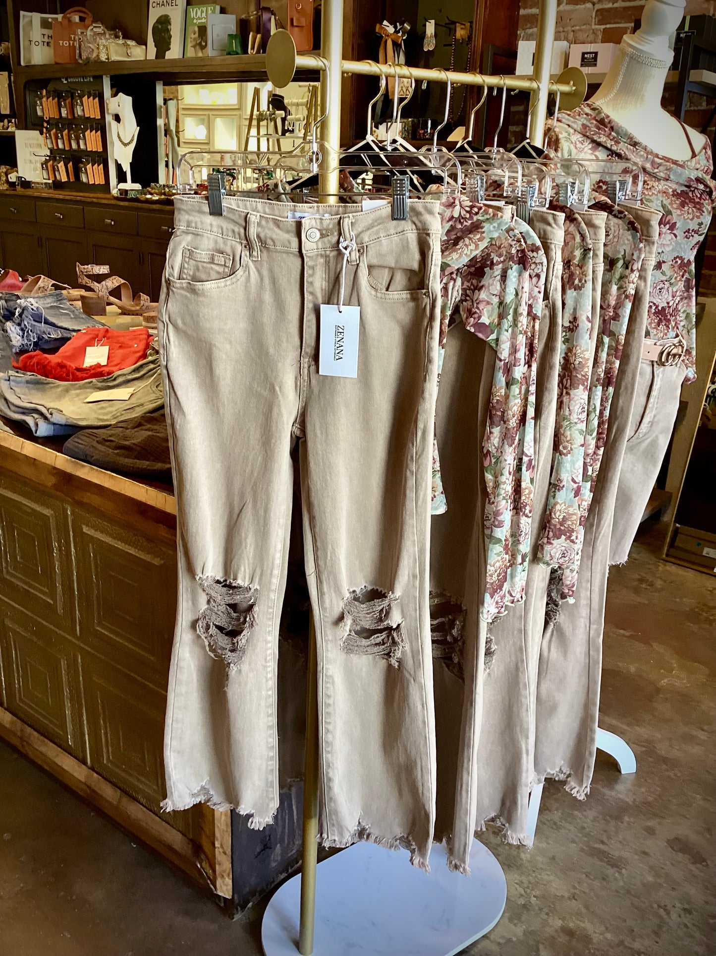 Mocha Distressed Pants