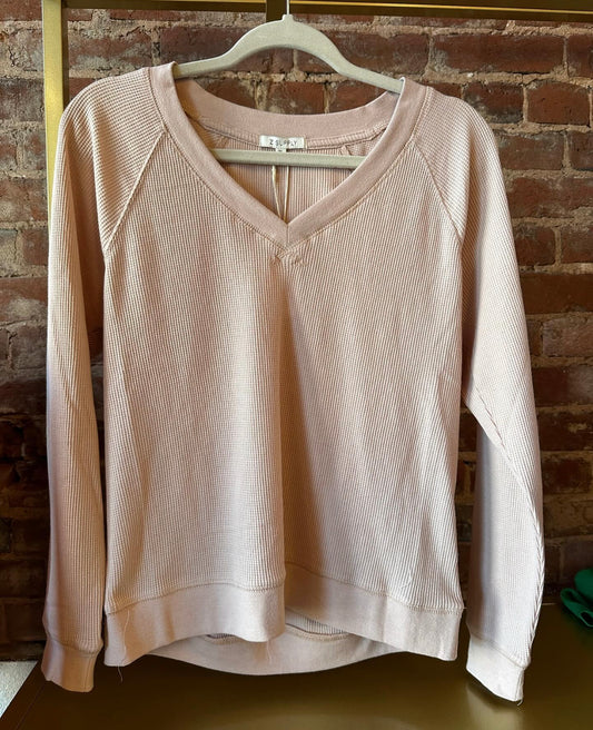 Z Supply pink waffle knit top