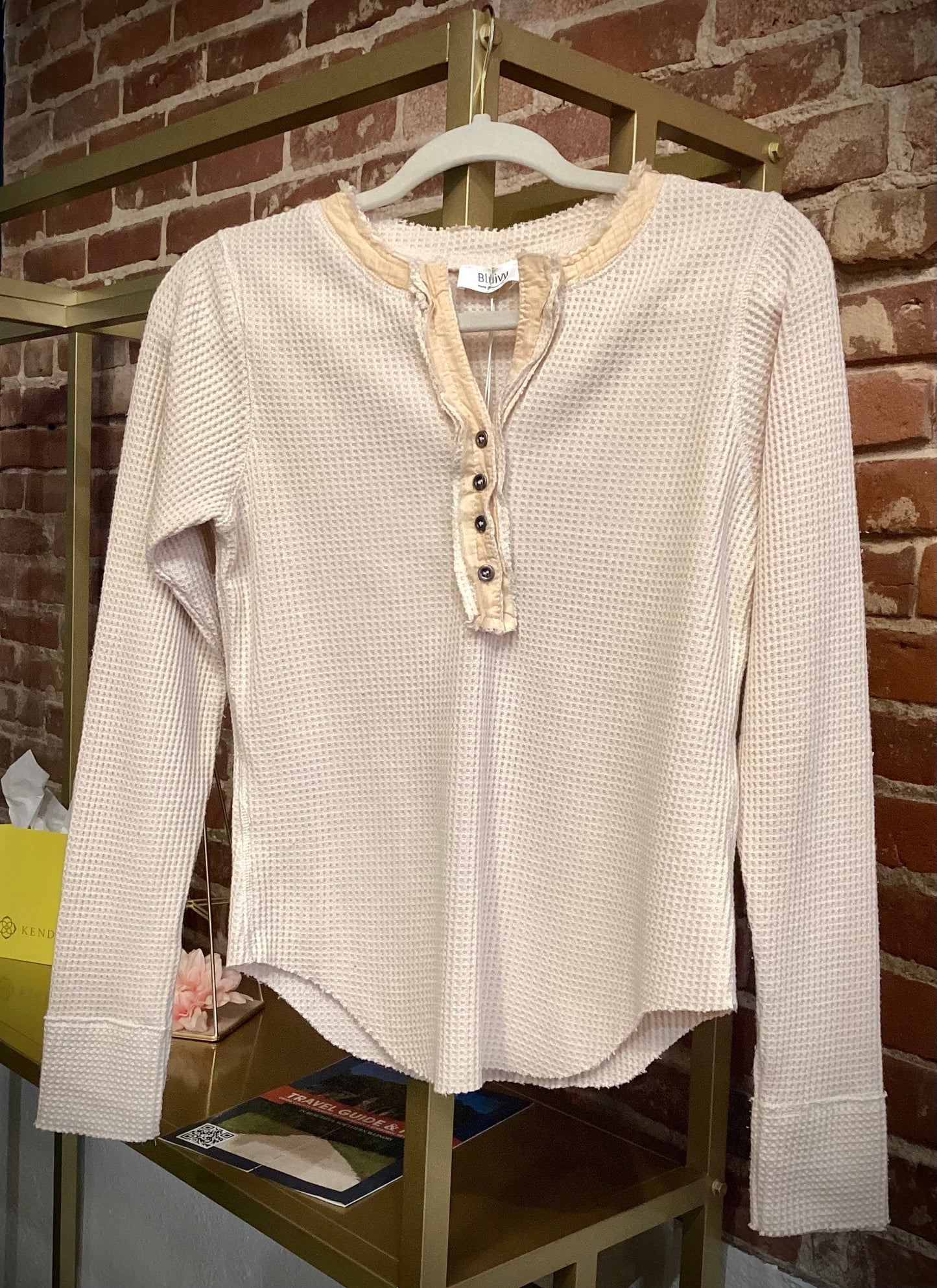 Cream Waffle Knit Top